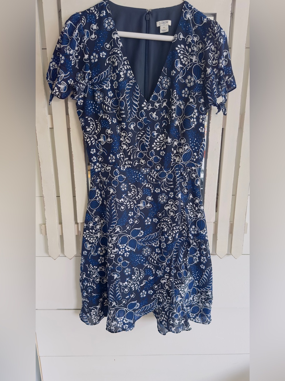 J. Crew Navy and White Floral Fit-and-Flare Dress